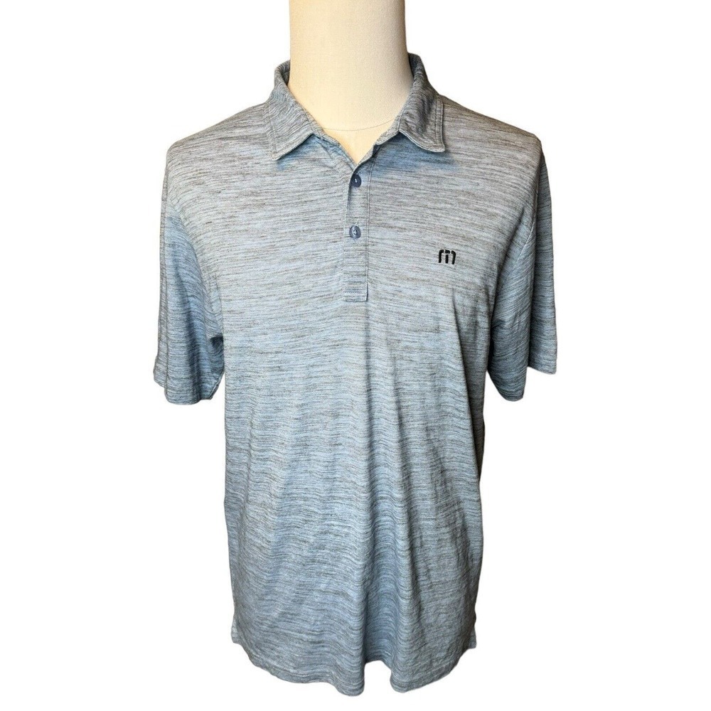 Travis Mathew Mens Golf Polo Shirt Size Large Blue Poly Cotton